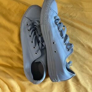 Light blue leather converse all star chuck taylors